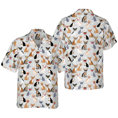 Chihuahua Hawaiian Shirt, Stylish Chihuahua With Glasses Aloha Shirt For Men - Perfect Gift For Chihuahua Lovers, Husband, Boyfriend, Friend, Family