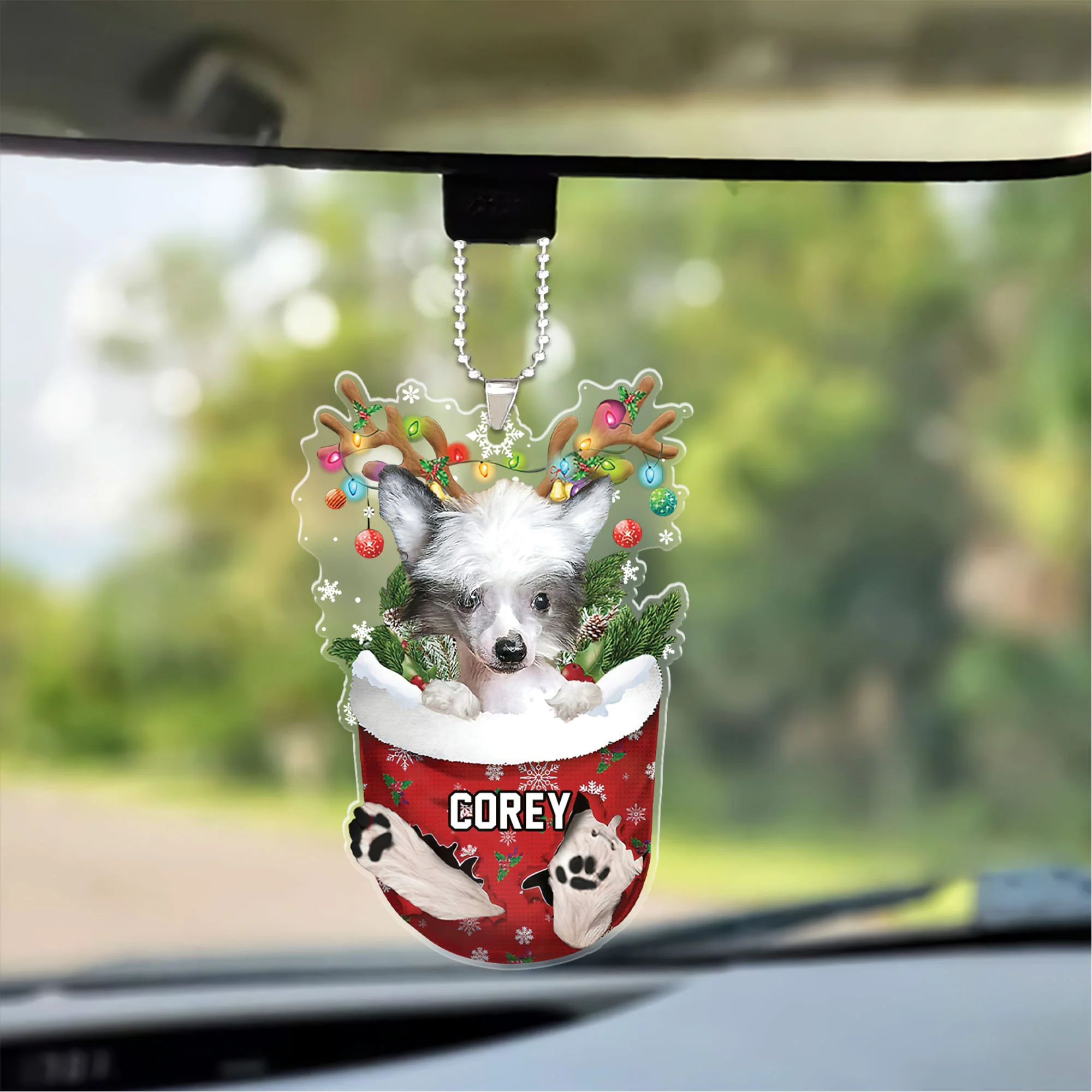 Chinese Crested Dog In Snow Pocket Christmas Acrylic Keychain - Christmas Gift For Chinese Crested Dog Lovers, Dog Lovers - Image 4