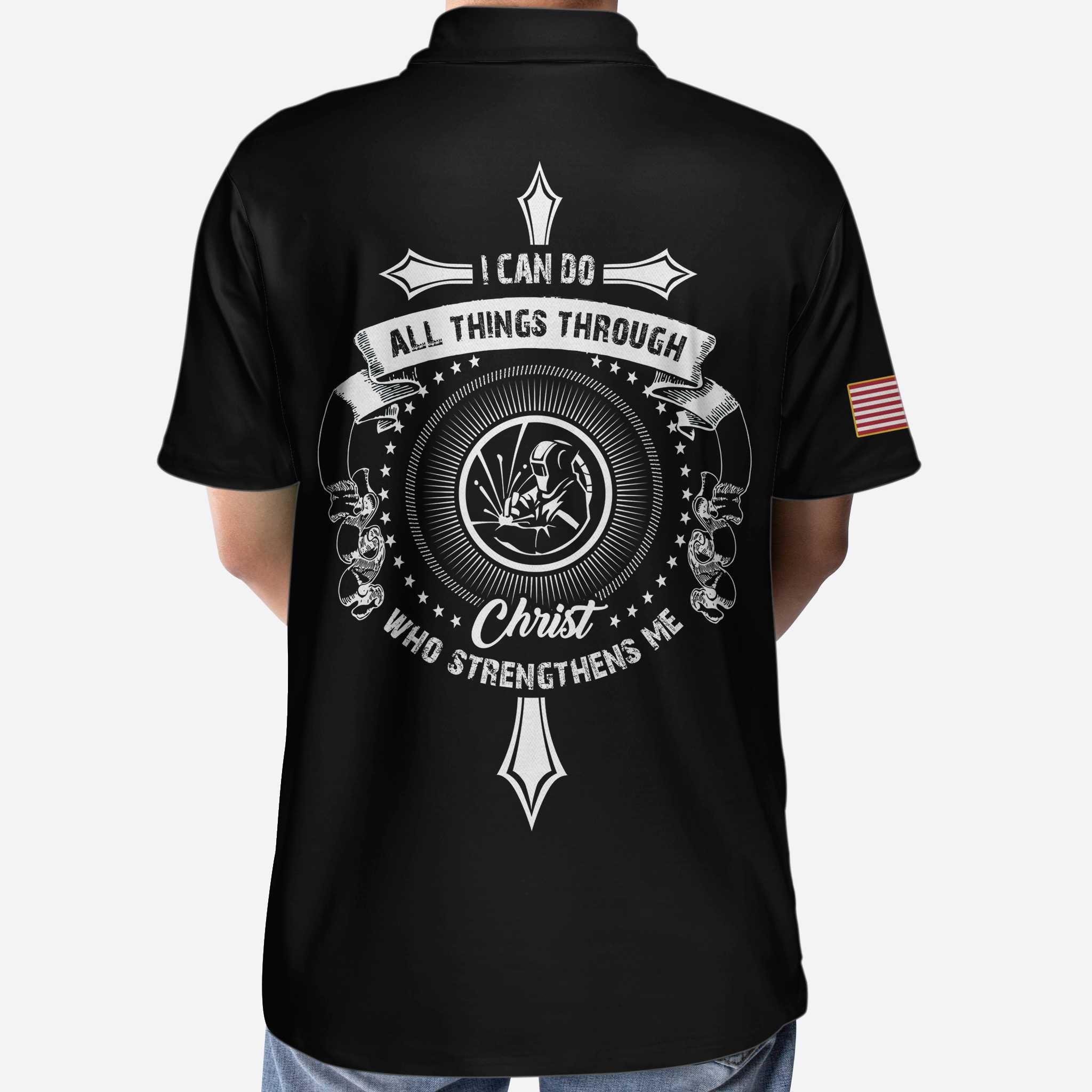 Christ Men Polo Shirt - Boilermaker I Can Do All Things Custom Christ Polo Shirt, Personalized Black And White Boilermaker Shirt For Men - Image 5