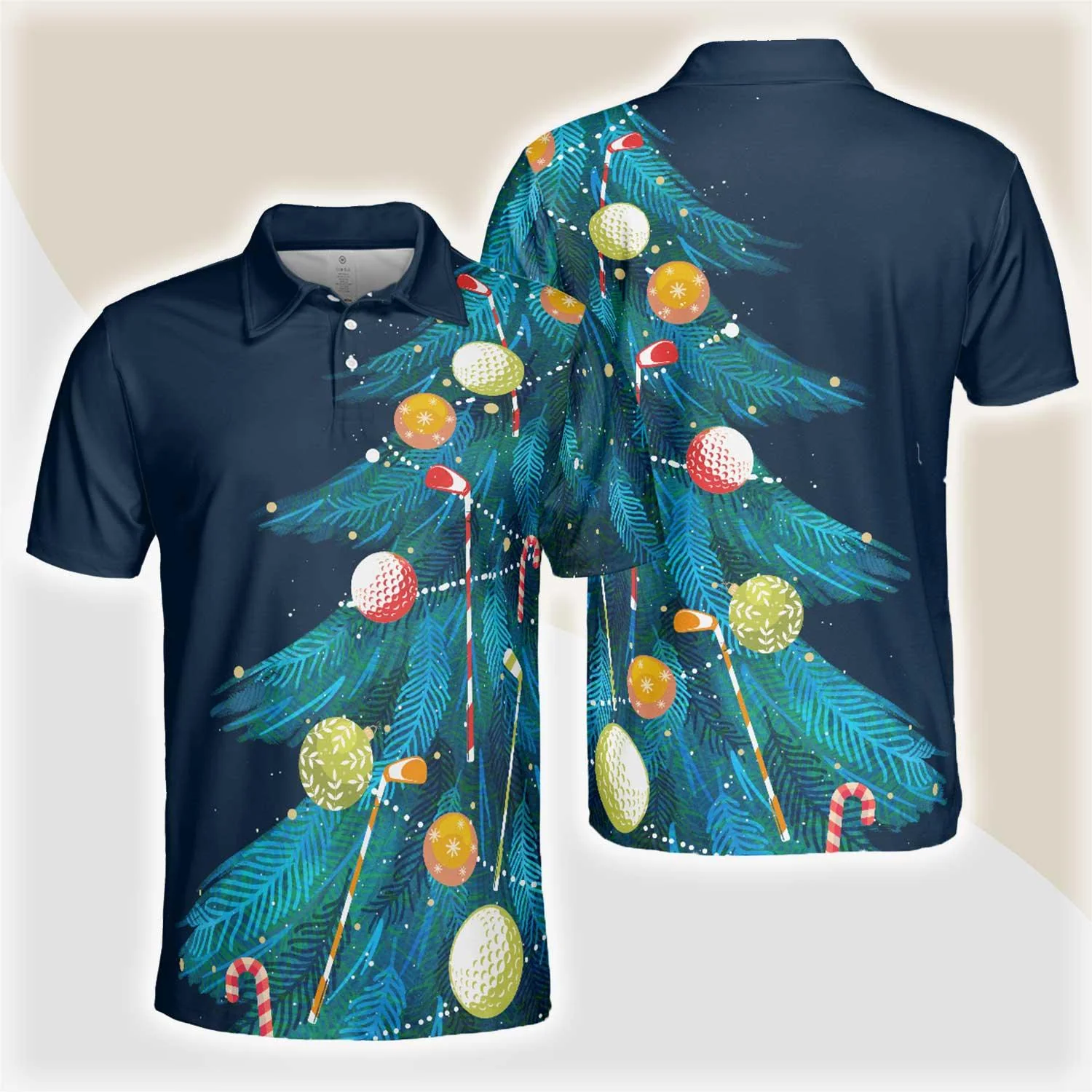 Christmas Golf Polo Shirts- Mens Golf Polo Shirts Short Sleeve- Christmas Tree Pattern Shirt Dry Fit- Christmas Shirt Idea - Gift For Men - Best Gift For Golf Lovers