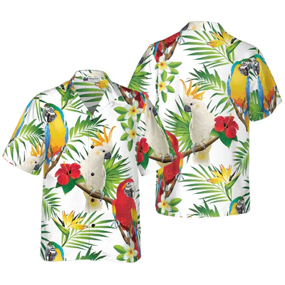 Cockatoo Hawaiian Shirt, Cockatoo In The Tropical Forest Parrot Aloha Shirt For Men - Perfect Gift For Husband, Boyfriend, Friend, Family