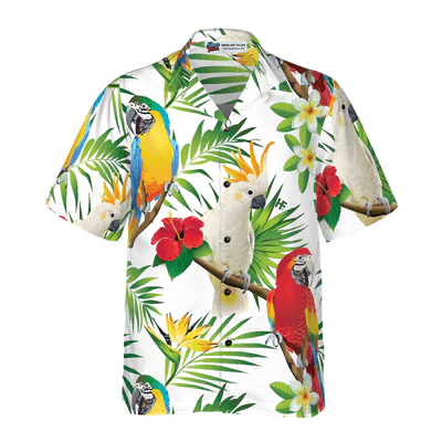 Cockatoo Hawaiian Shirt, Cockatoo In The Tropical Forest Parrot Aloha Shirt For Men - Perfect Gift For Husband, Boyfriend, Friend, Family - Image 2