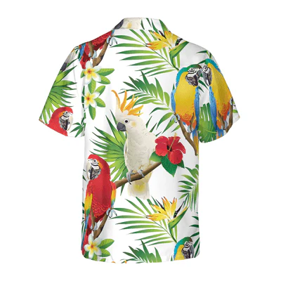 Cockatoo Hawaiian Shirt, Cockatoo In The Tropical Forest Parrot Aloha Shirt For Men - Perfect Gift For Husband, Boyfriend, Friend, Family - Image 3