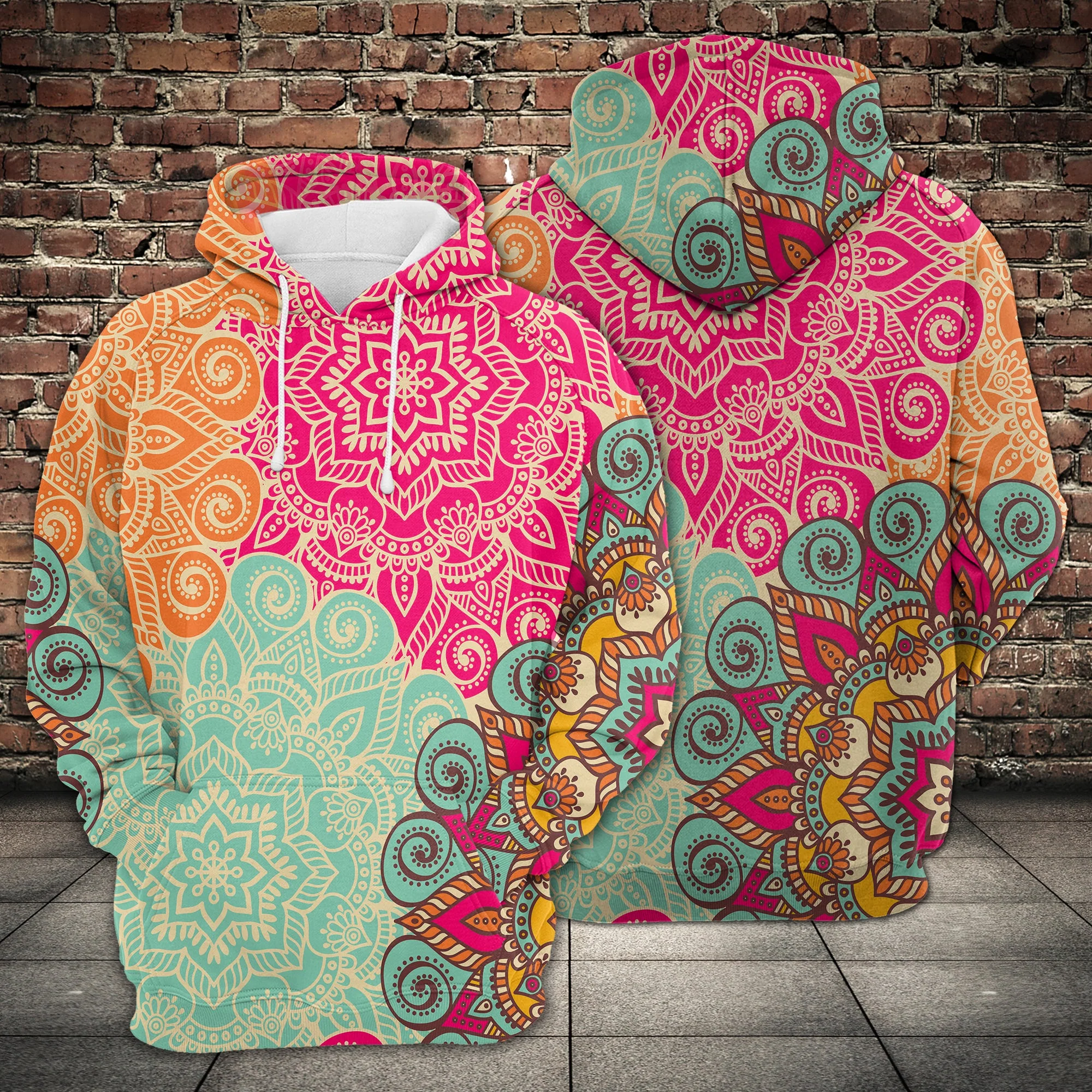 Colorful Mandala Pullover Premium Hoodie, Perfect Outfit For Men And Women On Christmas New Year Autumn Winter - Image 3