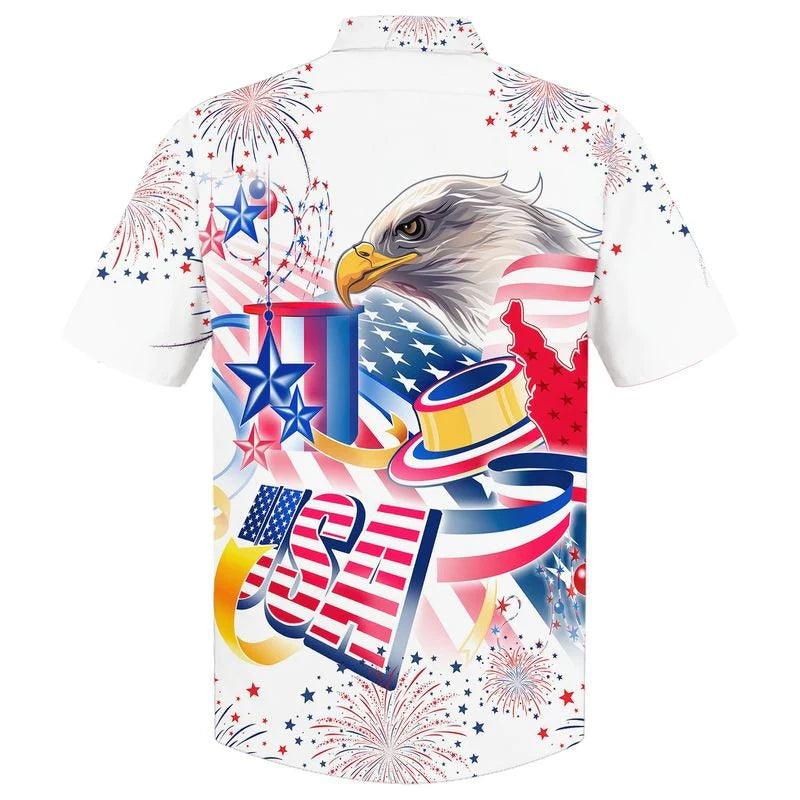 Cool Eagle USA Independence Day Aloha Hawaiian Shirts For Summer, Happy Fourth Of July Hawaiian Shirt For Men Women, Patriotic Gift For Eagle Lovers - Image 2
