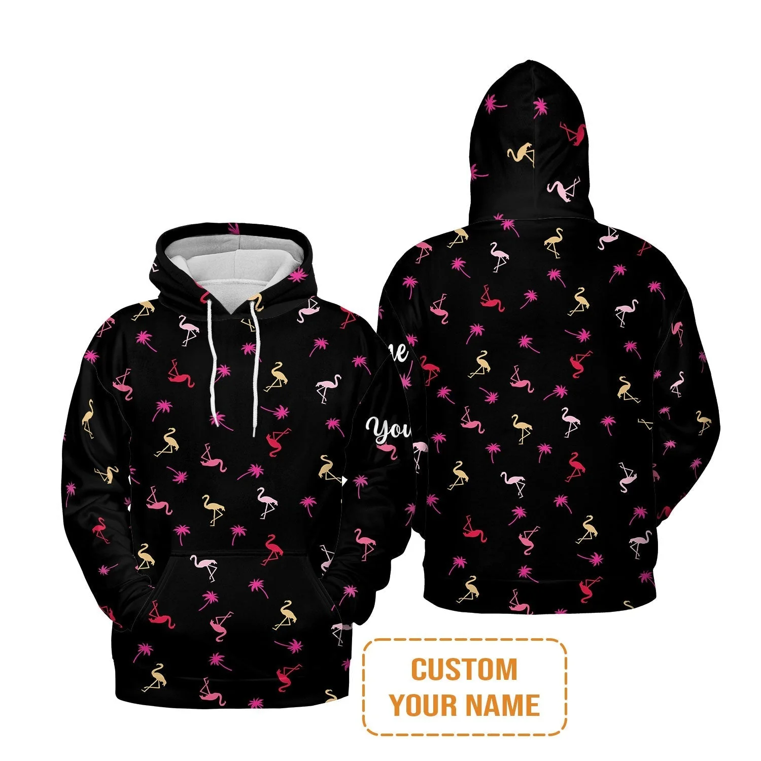 Flamingo Golf Long Sleeve Shirt - Custom Name Neon Pink Flamingos Palm Pattern Apparel Long Sleeve Shirt- Personalized Gift For Golf Lover, Team, Husband, Boyfriend, Men - Image 6