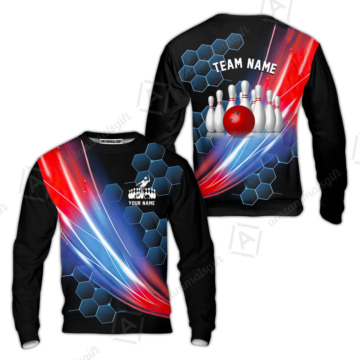 Custom Bowling Polo Shirt - Honeycomb Pattern Bowling Jerseys Team, Bowling uniforms, Custom Bowling Shirts For Men & Women Bowling Lover - Image 15