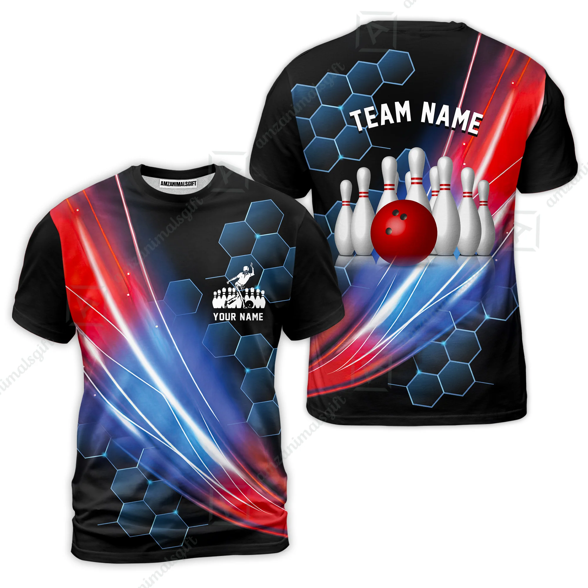 Custom Bowling Polo Shirt - Honeycomb Pattern Bowling Jerseys Team, Bowling uniforms, Custom Bowling Shirts For Men & Women Bowling Lover - Image 18