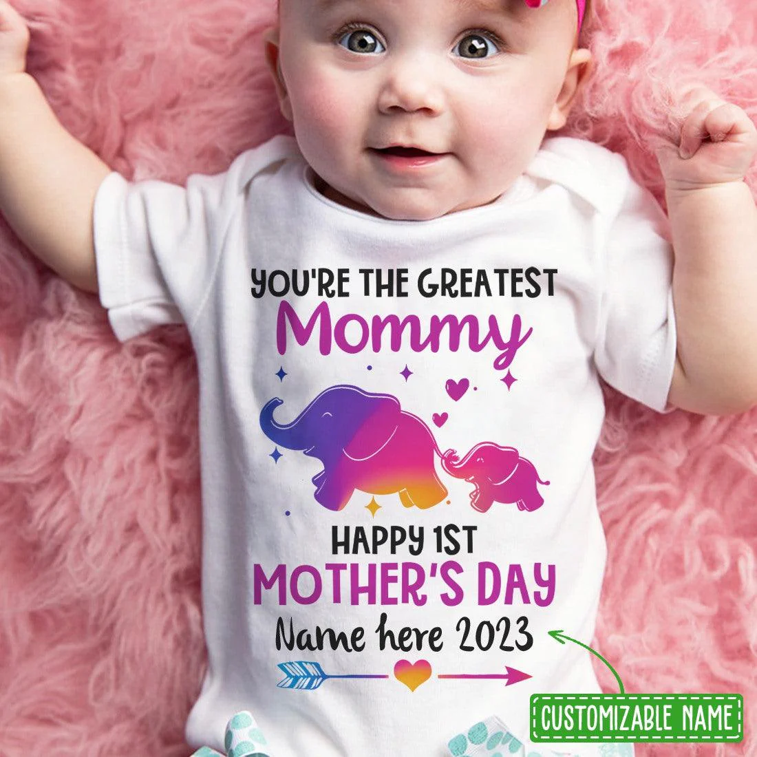 Happy 1st Mother's Day Baby Bodysuit Onesies - You're The Greatest Mommy Personalized Baby Newborn Onesies - First Mother's Day Baby Onesies