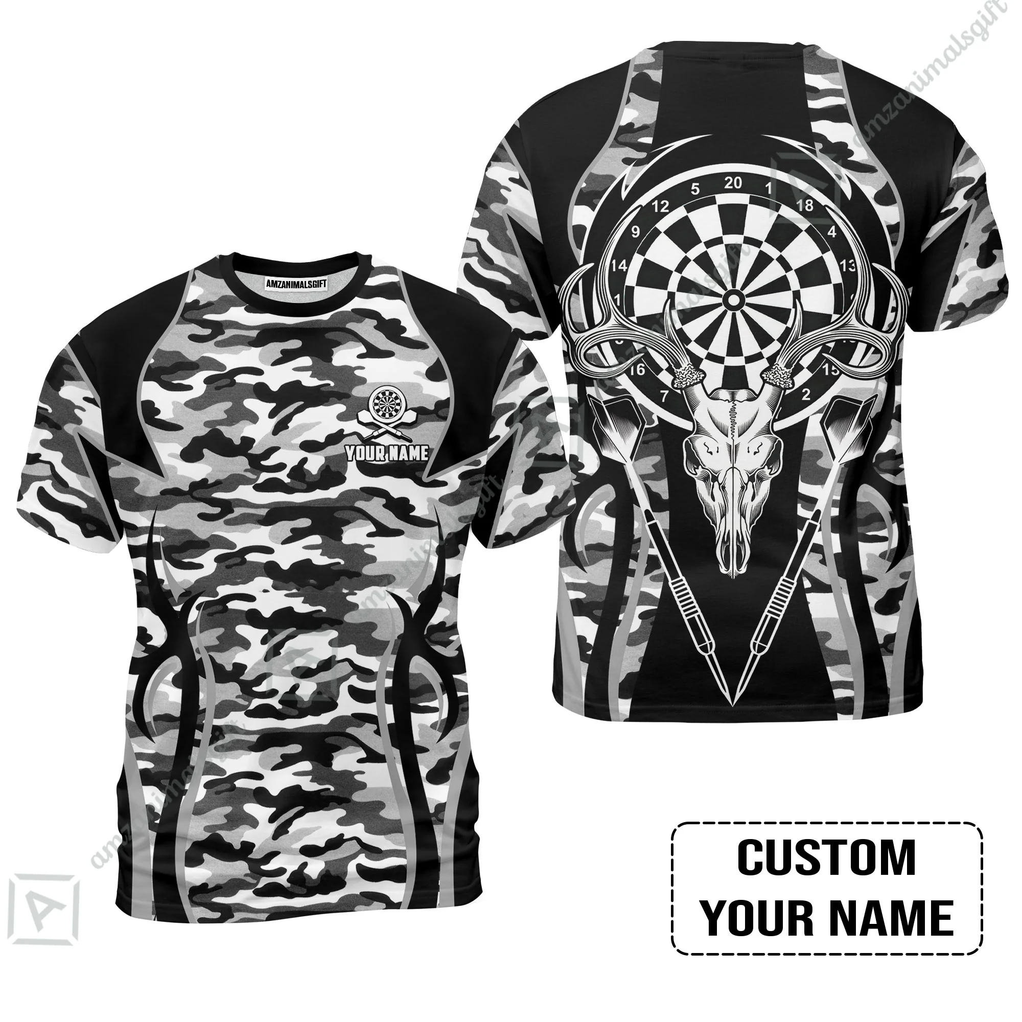 Darts Custom Name Men Polo Shirt, Camo Darts And Deer Personalized Men Polo Shirt - Image 9