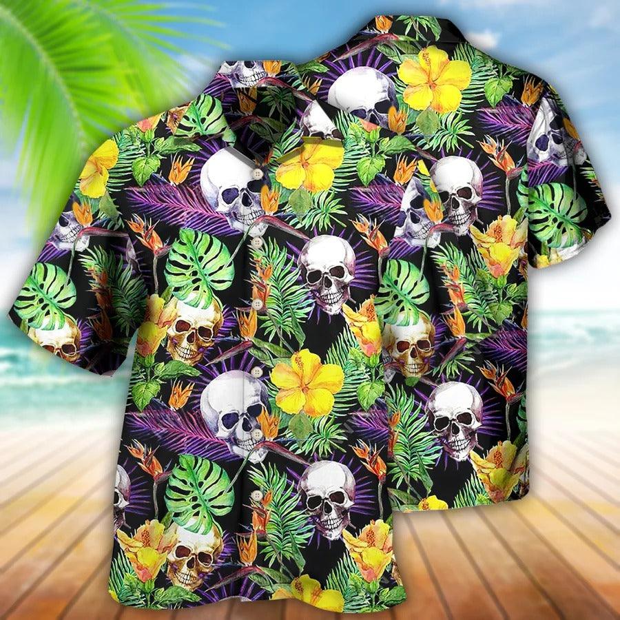 Copy of Skull Aloha Hawaiian Shirt For Summer - Skull Patriotic Flower America Hawaiian Shirt - Perfect Gift For Men, Women, Skull Lover - Image 2