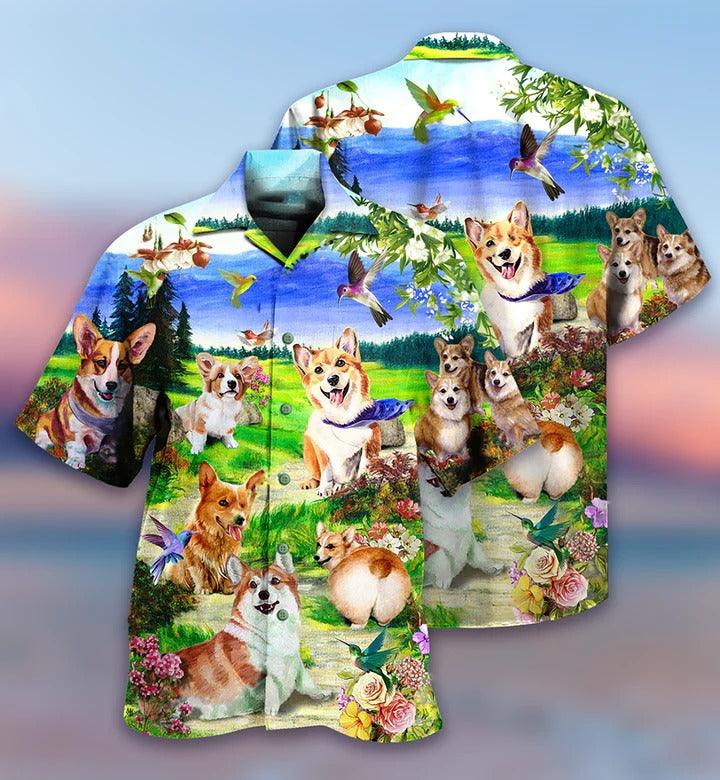 Corgi Aloha Hawaii Shirt - Corgi Dogs Love Blue Sky Hawaiian Shirt For Summer - Perfect Gift For Dog Lovers, Friend, Family