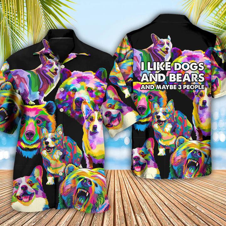 Corgi Aloha Hawaii Shirt - Dog Art I Like Dogs And Bears Hawaiian Shirt For Summer - Perfect Gift For Dog Lovers, Friend, Family - Image 2
