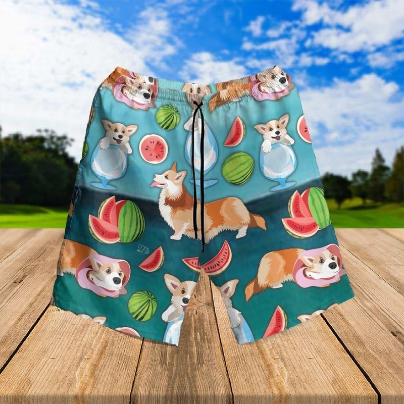 Corgi Aloha Hawaiian Shirt - Puppies Corgi Dog Owner Watermelon Hawaiian Shirt, Puppies Corgi Hawaiian Shirt For Men & Women, Corgi Lover - Image 3