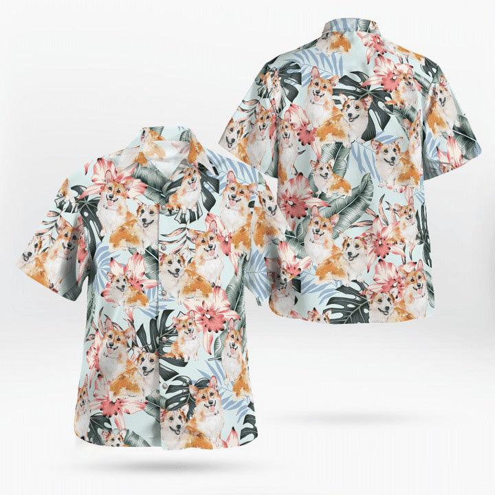 Corgi Hawaiian Shirt, Corgi Tropical Pattern Hawaiian Shirt,  Funny Corgi Dog Aloha Shirt - Perfect Gift For Men, Women, Dog Lover, Friend, Family
