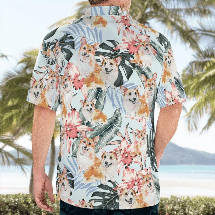 Corgi Hawaiian Shirt, Corgi Tropical Pattern Hawaiian Shirt,  Funny Corgi Dog Aloha Shirt - Perfect Gift For Men, Women, Dog Lover, Friend, Family - Image 3