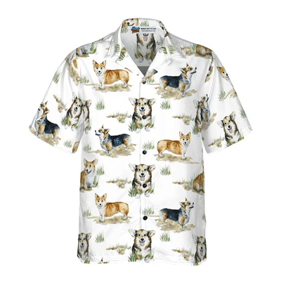 Corgi Hawaiian Shirt, Smiling Corgi Aloha Shirt For Men - Perfect Gift For Corgi Lovers, Husband, Boyfriend, Friend, Family - Image 3