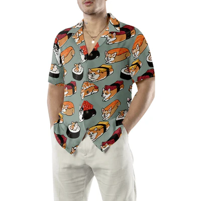 Corgi Hawaiian Shirt, Sushi Corgi Aloha Shirt For Men - Perfect Gift For Corgi Lovers, Husband, Boyfriend, Friend, Family - Image 6