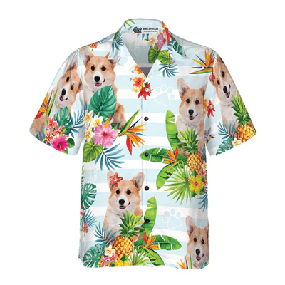 Corgi Hawaiian Shirt, Tropical Flower Corgi Aloha Shirt For Men And Women - Perfect Gift For Corgi Lovers, Husband, Boyfriend, Friend, Family - Image 2