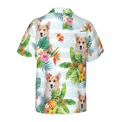 Corgi Hawaiian Shirt, Tropical Flower Corgi Aloha Shirt For Men And Women - Perfect Gift For Corgi Lovers, Husband, Boyfriend, Friend, Family - Image 3