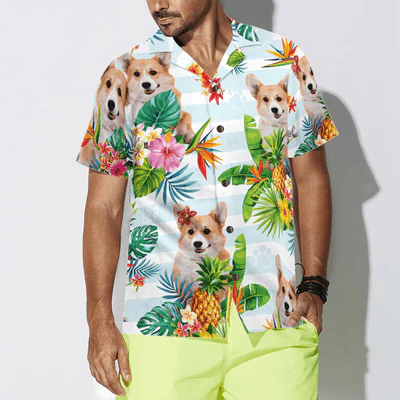 Corgi Hawaiian Shirt, Tropical Flower Corgi Aloha Shirt For Men And Women - Perfect Gift For Corgi Lovers, Husband, Boyfriend, Friend, Family - Image 4