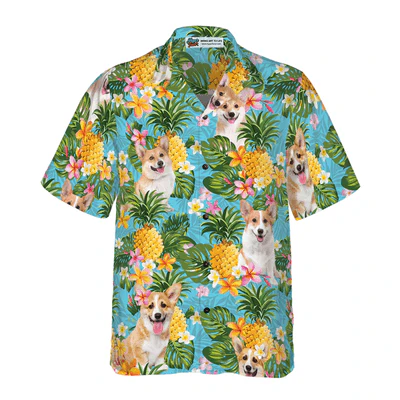 Corgi Hawaiian Shirt, Tropical Summer Pineapple Corgi Aloha Shirt For Men - Perfect Gift For Corgi Lovers, Husband, Boyfriend, Friend, Family - Image 2