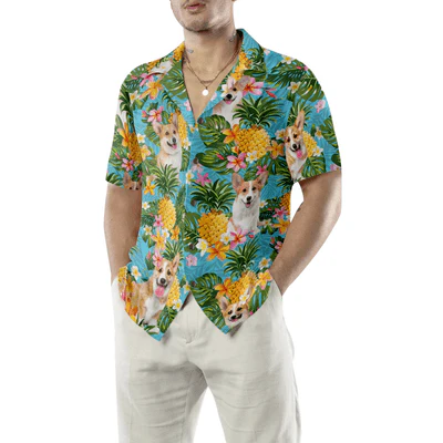 Corgi Hawaiian Shirt, Tropical Summer Pineapple Corgi Aloha Shirt For Men - Perfect Gift For Corgi Lovers, Husband, Boyfriend, Friend, Family - Image 4