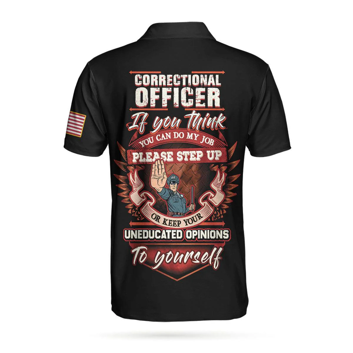 Correctional Officer Proud Skull Short Sleeve Polo Shirt, If You Think You Can Do My Job Shirt, Officer Shirt For Men - Image 3