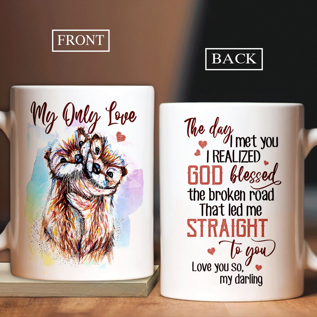 Couple Mug - Anniversary, Valentine's Day Mug - Colorful Otter Drawing, My Only Love, The Day I Met You Mug, Gift For Husband, Wife, Partner, Couple