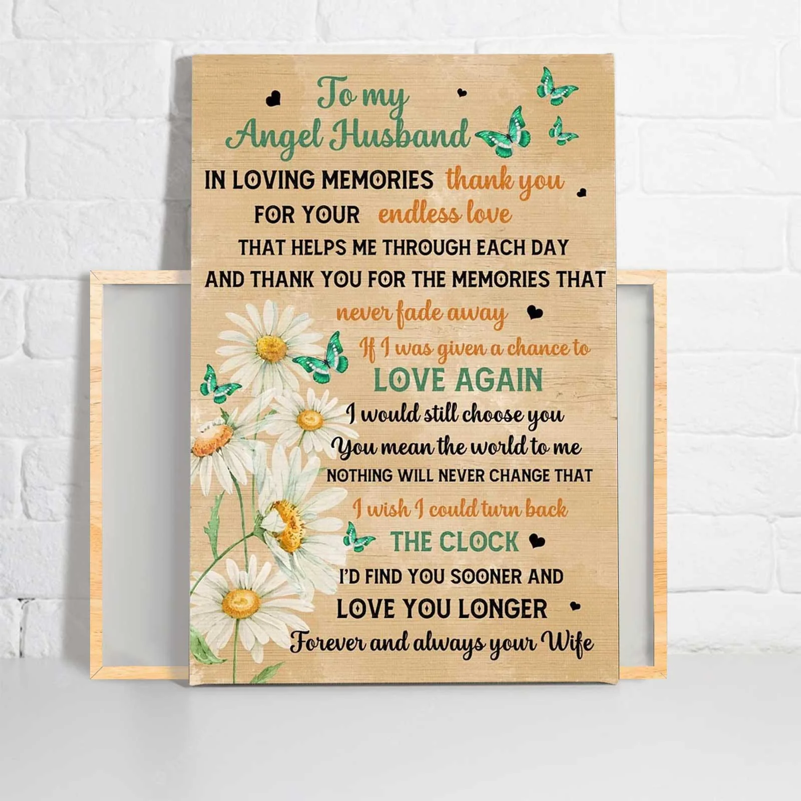 Couple Portrait Canvas - To My Angel Husband In Loving Memories Thank You For Your Endless Love Canvas - Perfect Gift For Husband From Wife - Image 2