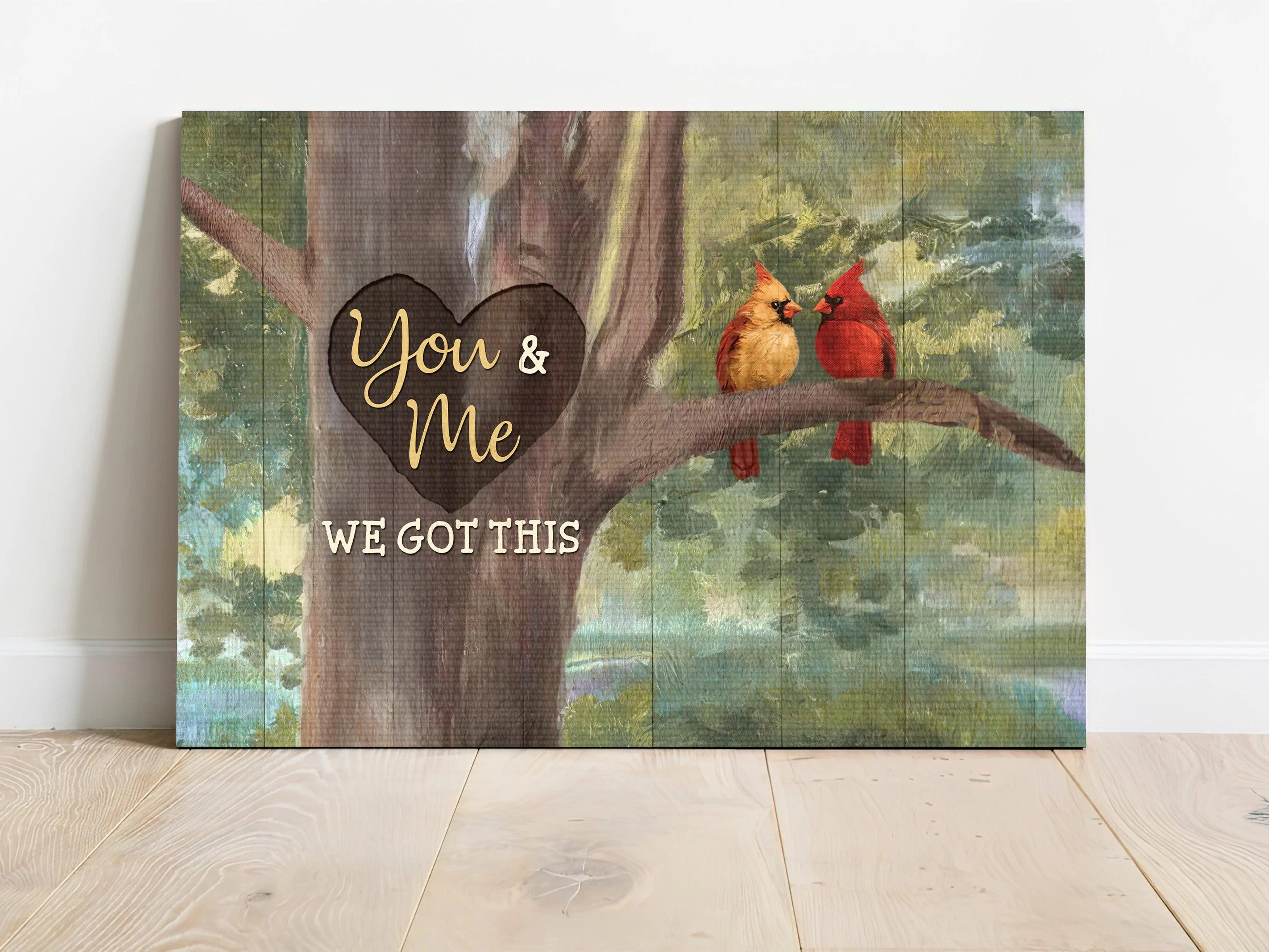 Couple Premium Wrapped Landscape Canvas - Little Cardinal, Oldest Tree, Green Forest, You And Me, We Got This - Perfect Gift For Couple, Lovers - Image 2