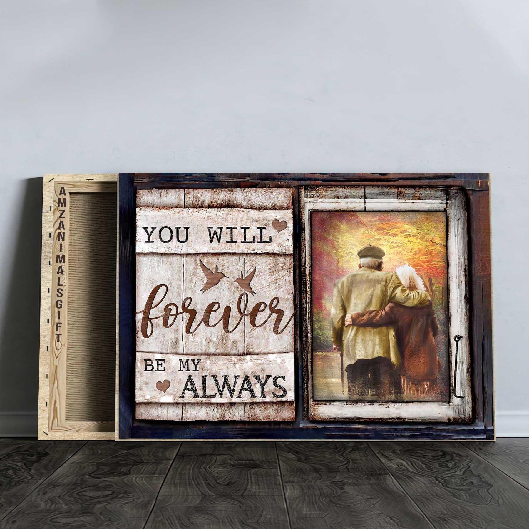 Couple Premium Wrapped Landscape Canvas - Loving Old Couple, Autumn Forest, You Will Forever Be My Always - Gift For Couple, Spouse, Lovers - Image 3