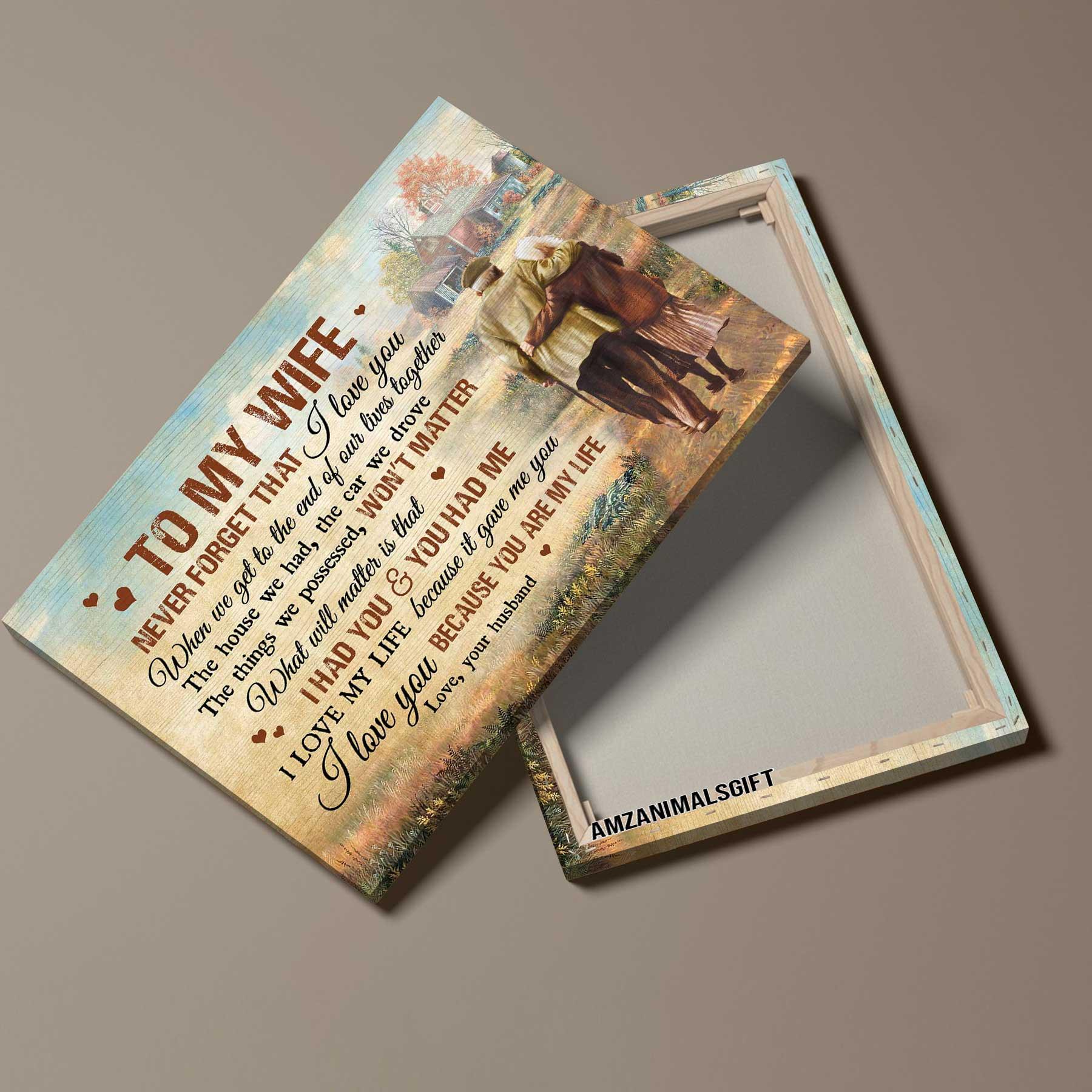 Couple Premium Wrapped Landscape Canvas - To My Wife, Old Loving Couple, Countryside, I Love You Because You Are My Life - Perfect Gift For Couple - Image 2