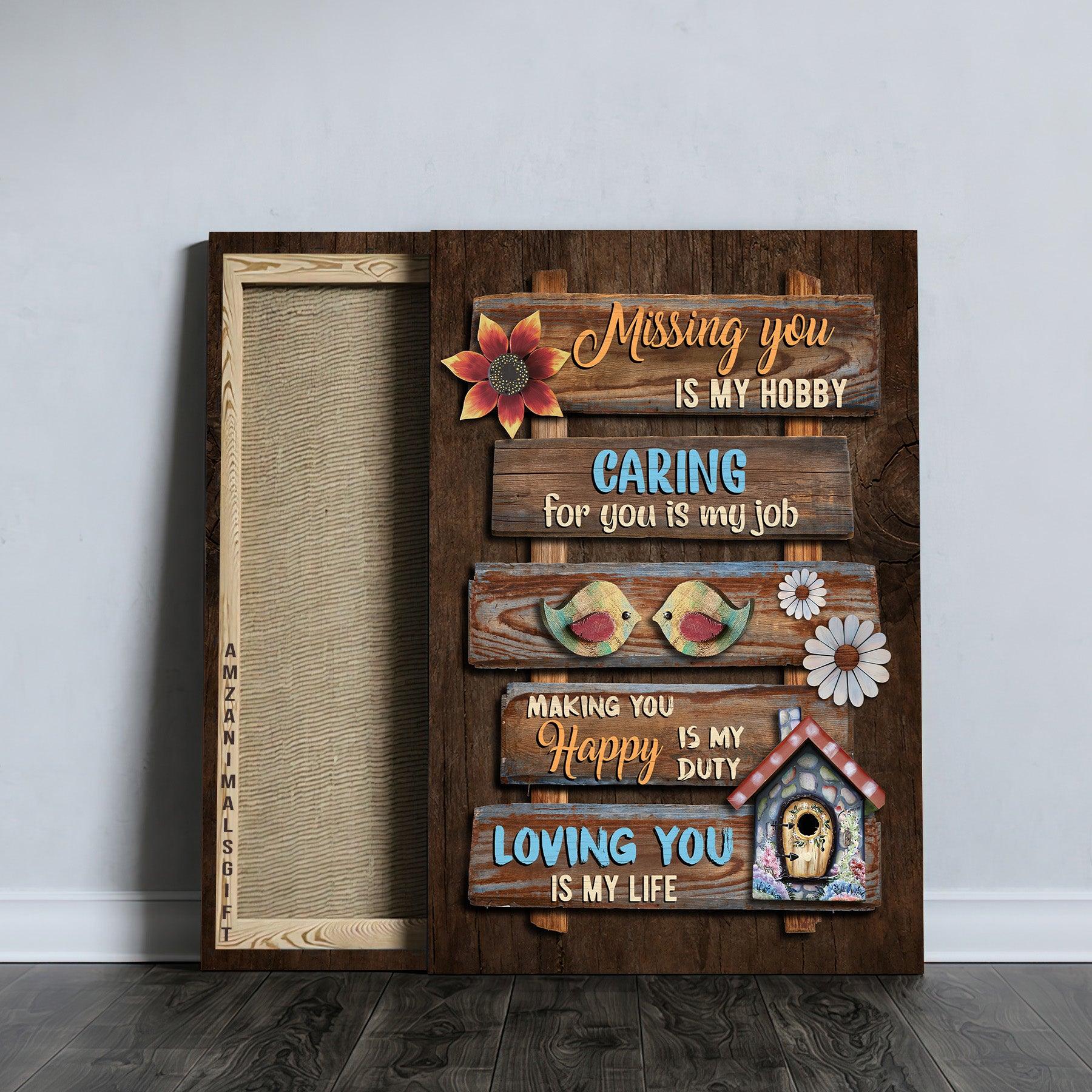 Couple Premium Wrapped Portrait Canvas - Bird Couple, Sweet Home, Vintage Painting, Loving You Is My Life - Gift For Couple, Spouse, Lover - Image 4