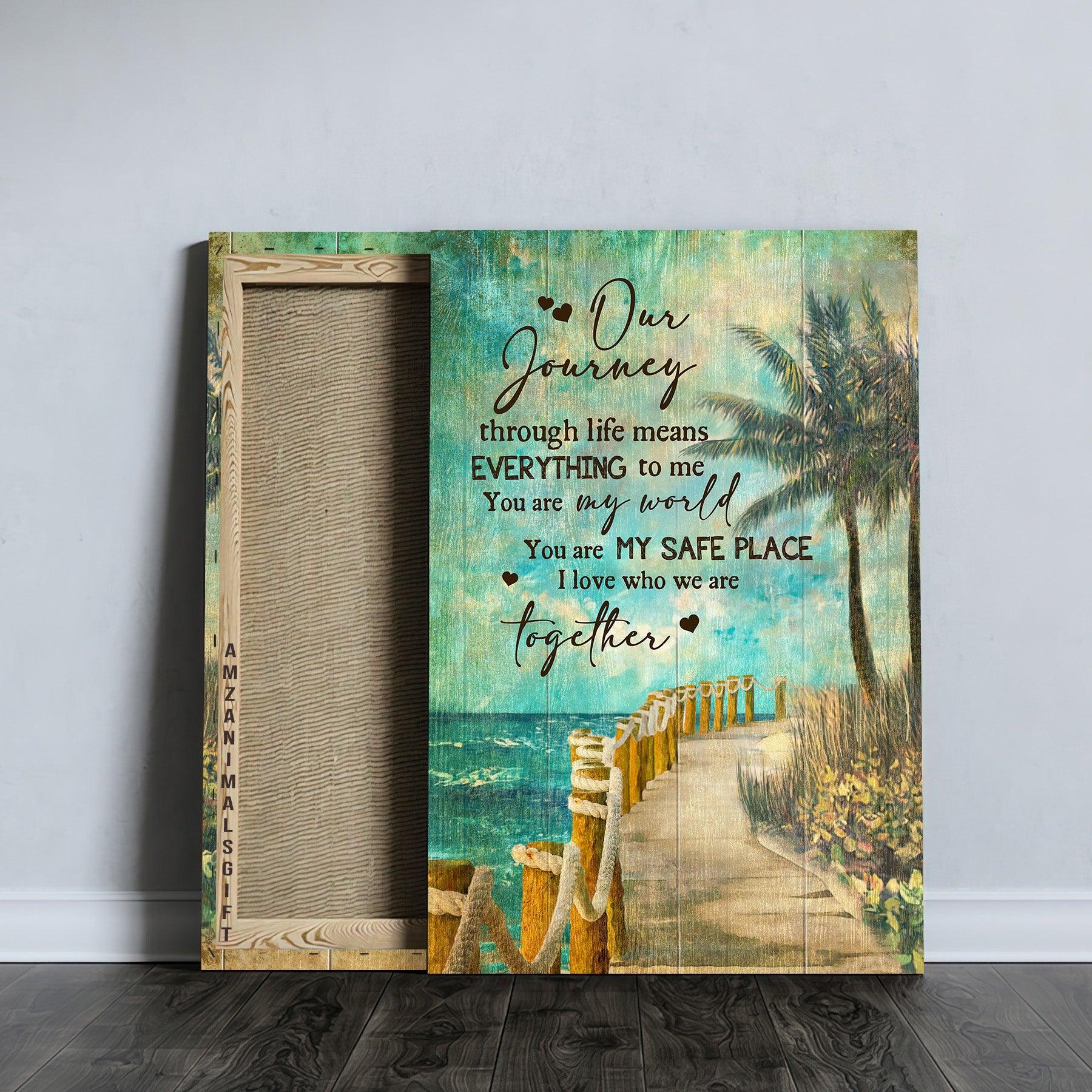 Couple Premium Wrapped Portrait Canvas - Ocean View, Blue Sky Painting, Road By The Sea, You Are My World - Perfect Gift For Couple, Spouse - Image 3