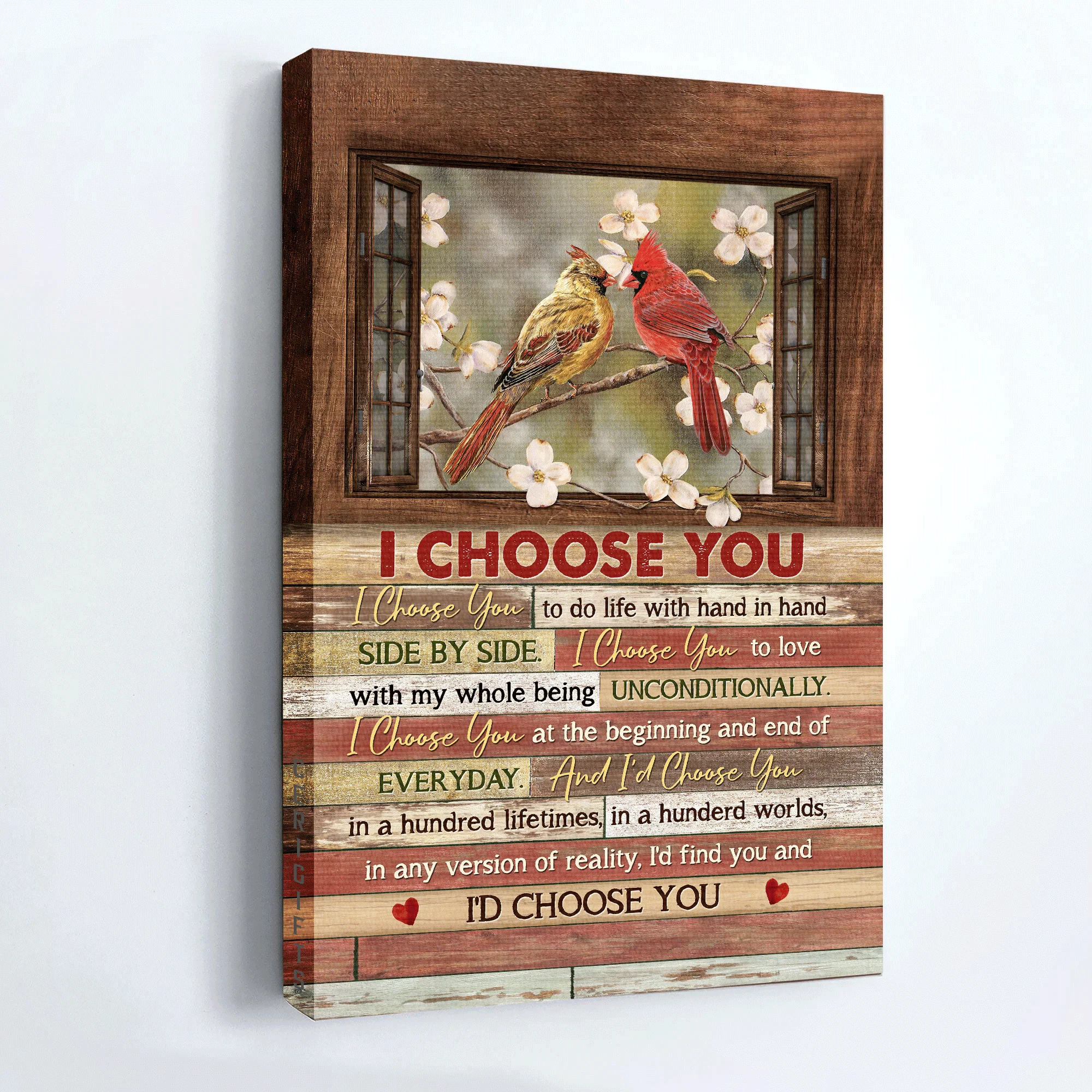 Couple Premium Wrapped Portrait Canvas - Spring Forest, Pretty Cardinal, Small Window, I Choose You - Perfect Gift For Couple, Lovers