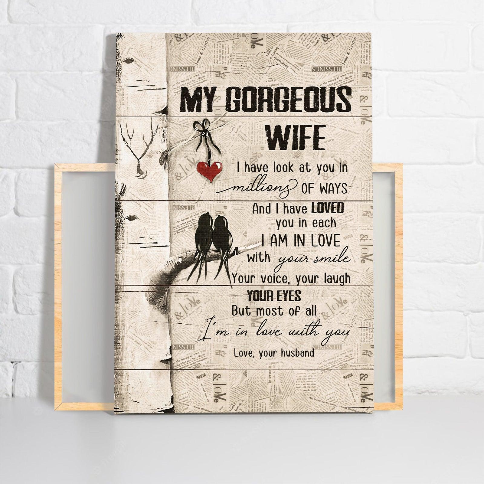 Couple Premium Wrapped Portrait Canvas - To My Wife, Black Bird, Paper Background, I'm In Love With You - Valentine's Day Gift For Wife, Couple - Image 2