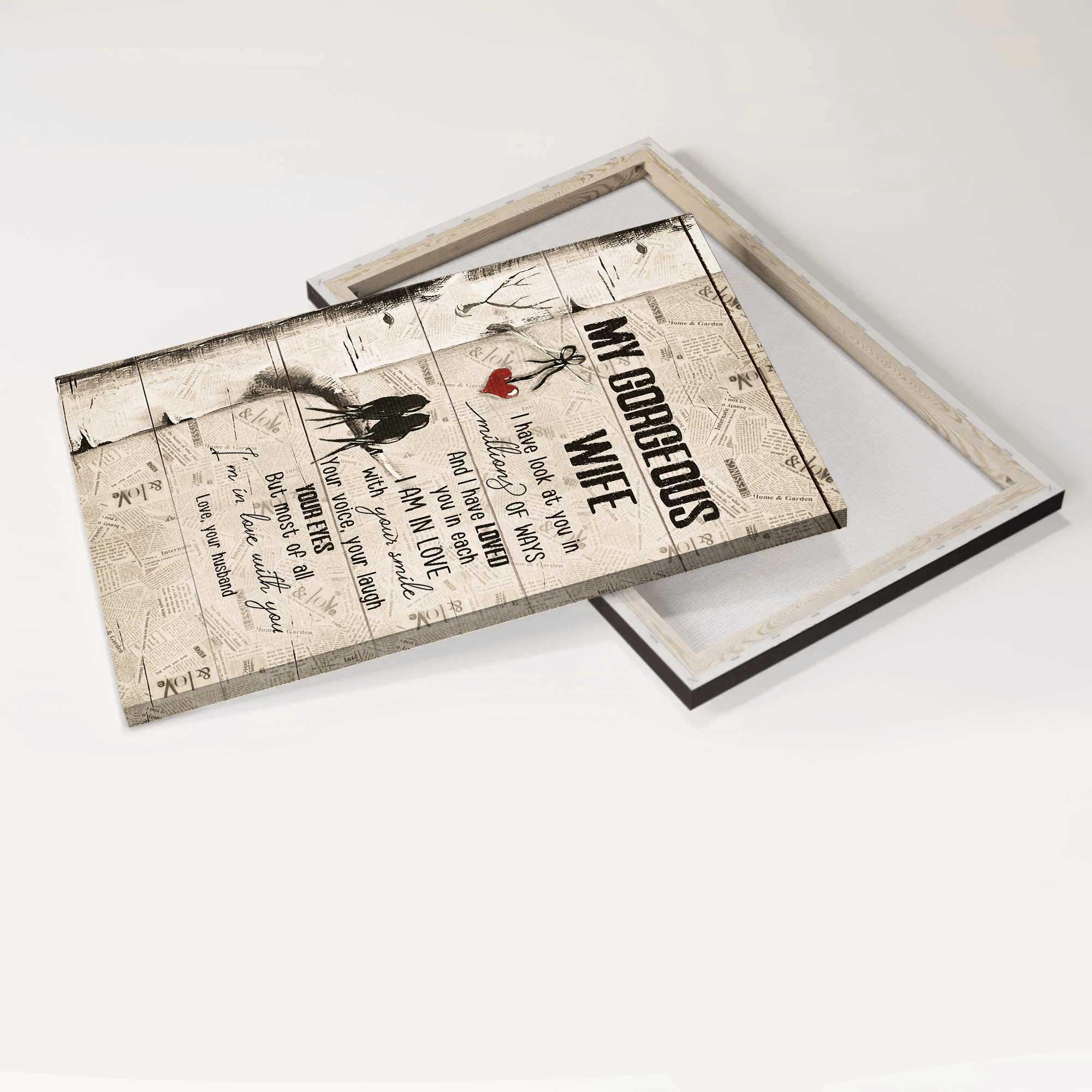 Couple Premium Wrapped Portrait Canvas - To My Wife, Black Bird, Paper Background, I'm In Love With You - Valentine's Day Gift For Wife, Couple - Image 4