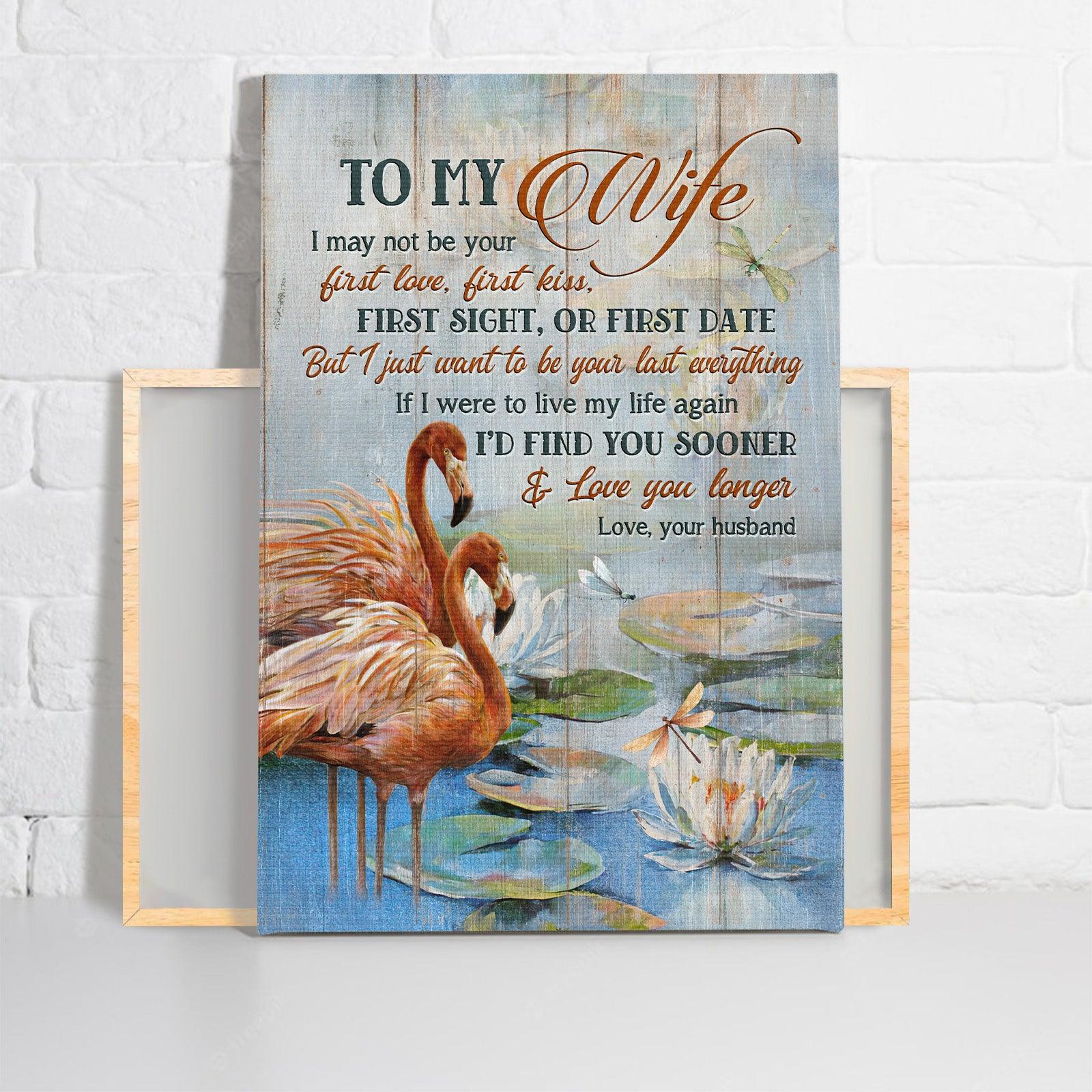 Couple Premium Wrapped Portrait Canvas - To My Wife, Pretty Flamingo, Lotus Painting, I'd Find You Sooner - Perfect Gift For Wife, Spouse - Image 2