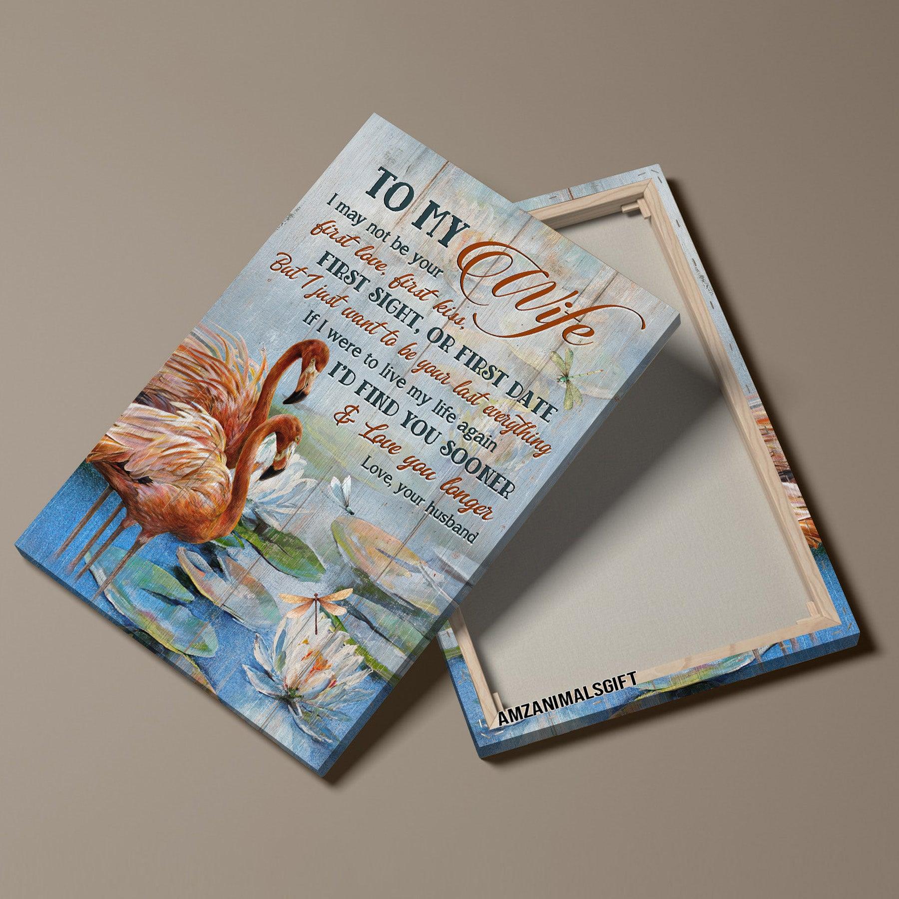 Couple Premium Wrapped Portrait Canvas - To My Wife, Pretty Flamingo, Lotus Painting, I'd Find You Sooner - Perfect Gift For Wife, Spouse - Image 4