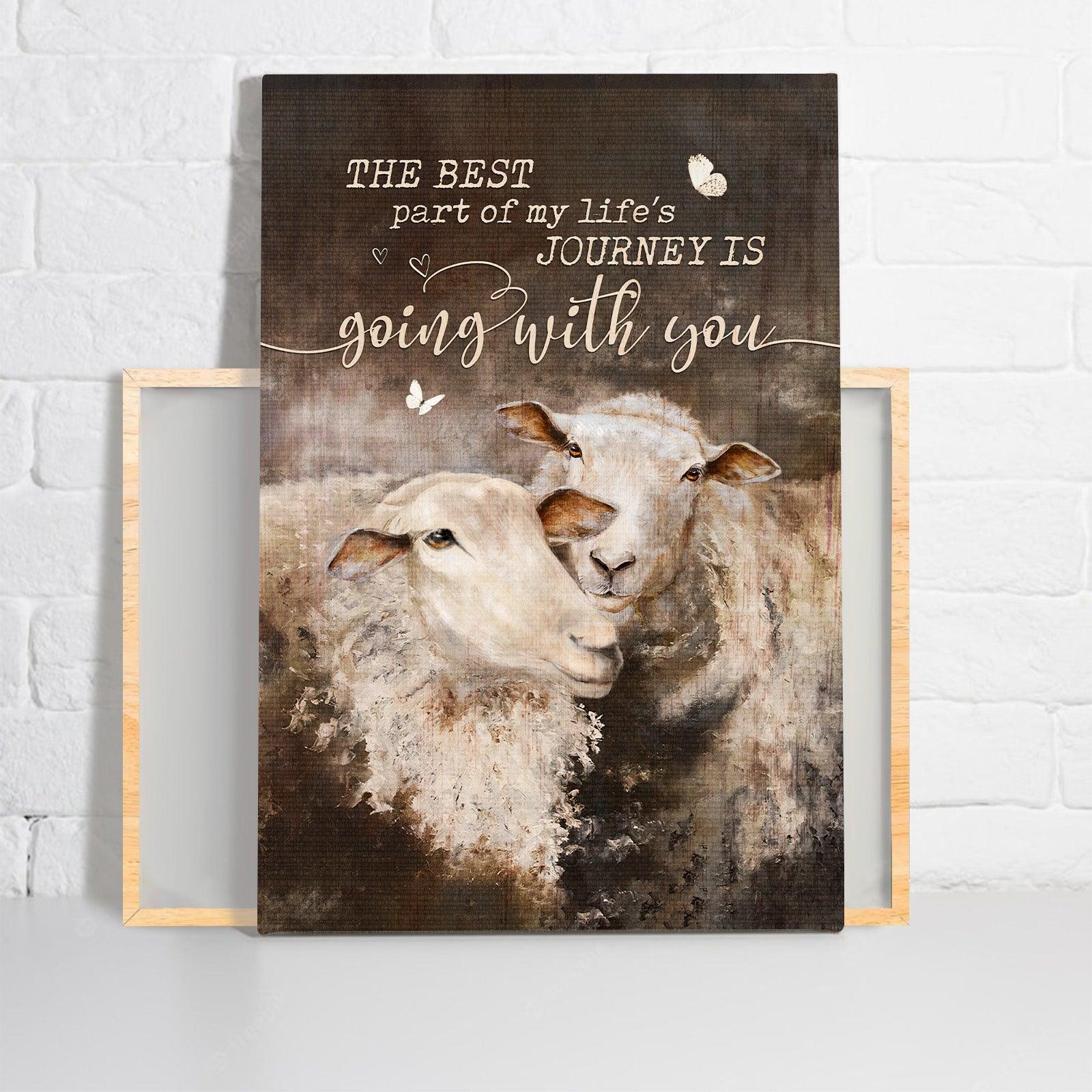 Couple Premium Wrapped Portrait Canvas - Vintage Painting, Lambs, The Best Part Of My Life's Journey Is With You - Perfect Gift For Couple, Spouse - Image 2