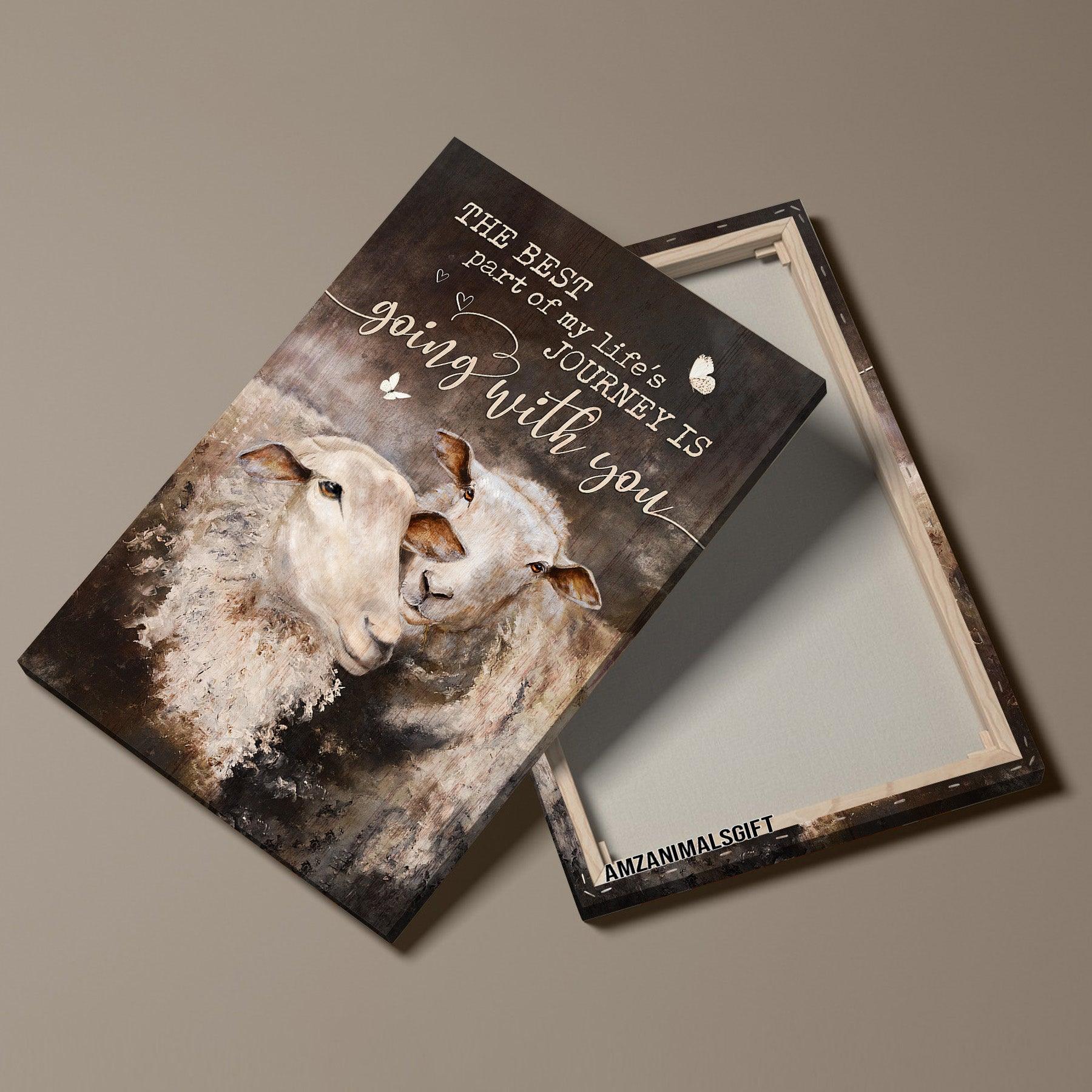 Couple Premium Wrapped Portrait Canvas - Vintage Painting, Lambs, The Best Part Of My Life's Journey Is With You - Perfect Gift For Couple, Spouse - Image 4