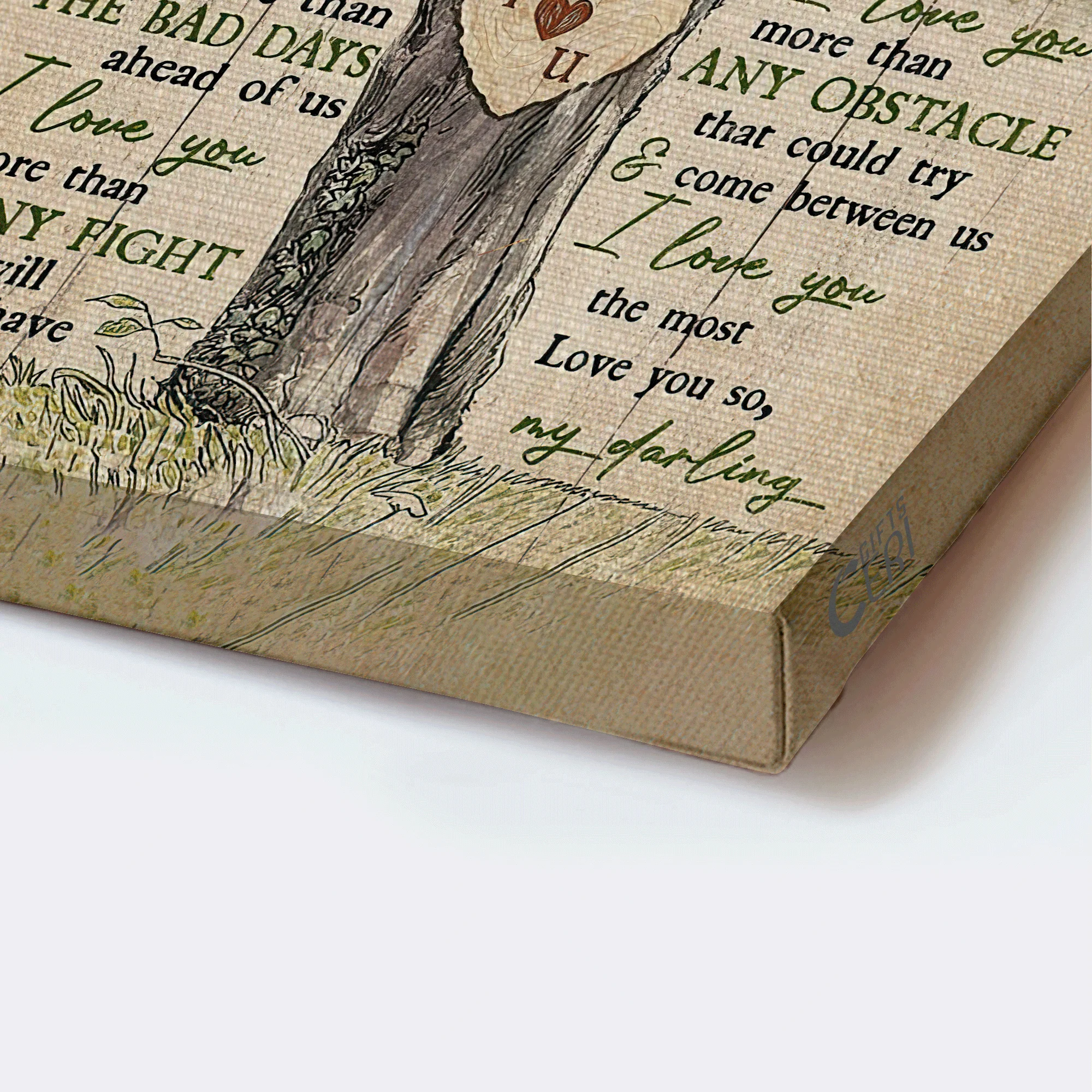 Couple Premium Wrapped Portrait Canvas - Wooden Heart, Red Cardinal, When I Say I Love You More - Gift For Couple, Lovers - Image 3