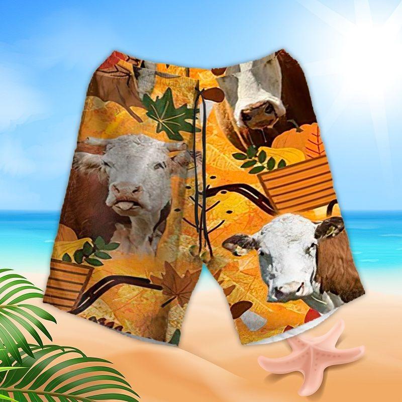 Cow Cattle Aloha Hawaiian Shirt - Cow Cattle Set Autumn Pattern Hawaiian Shirt, Autumn Leaves Hawaiian Shirt For Men & Women, Cow Lover - Image 2