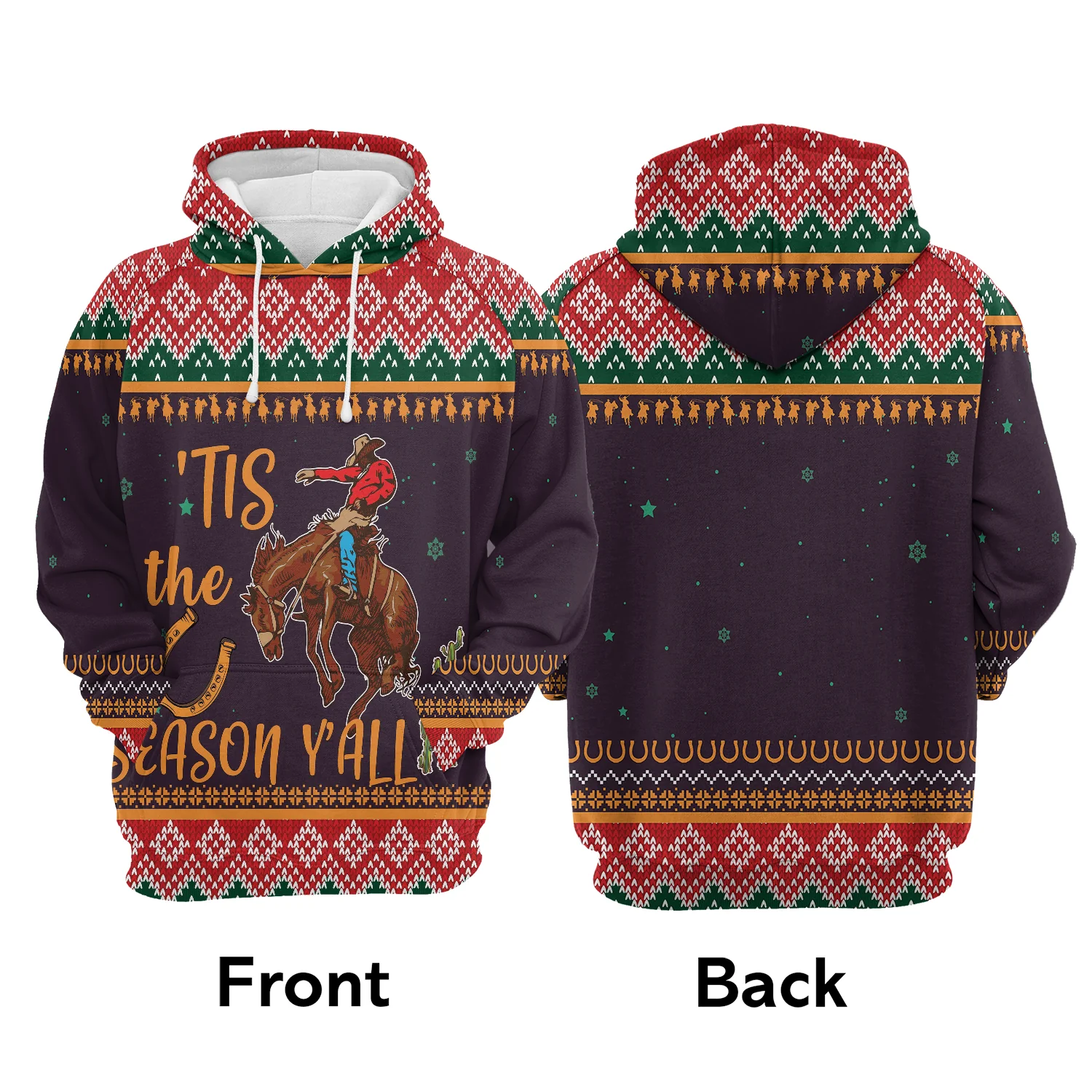 Cowboy Pullover Premium Hoodie Tis the Season Y'all, Perfect Outfit For Men And Women On Christmas New Year Autumn Winter - Image 2