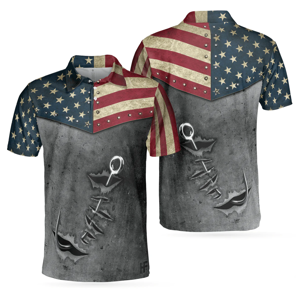 Crack Fishing American Flag Short Sleeve Polo Shirt, Patriotic Polo Shirt, Best Fishing Shirt For Men - Image 7