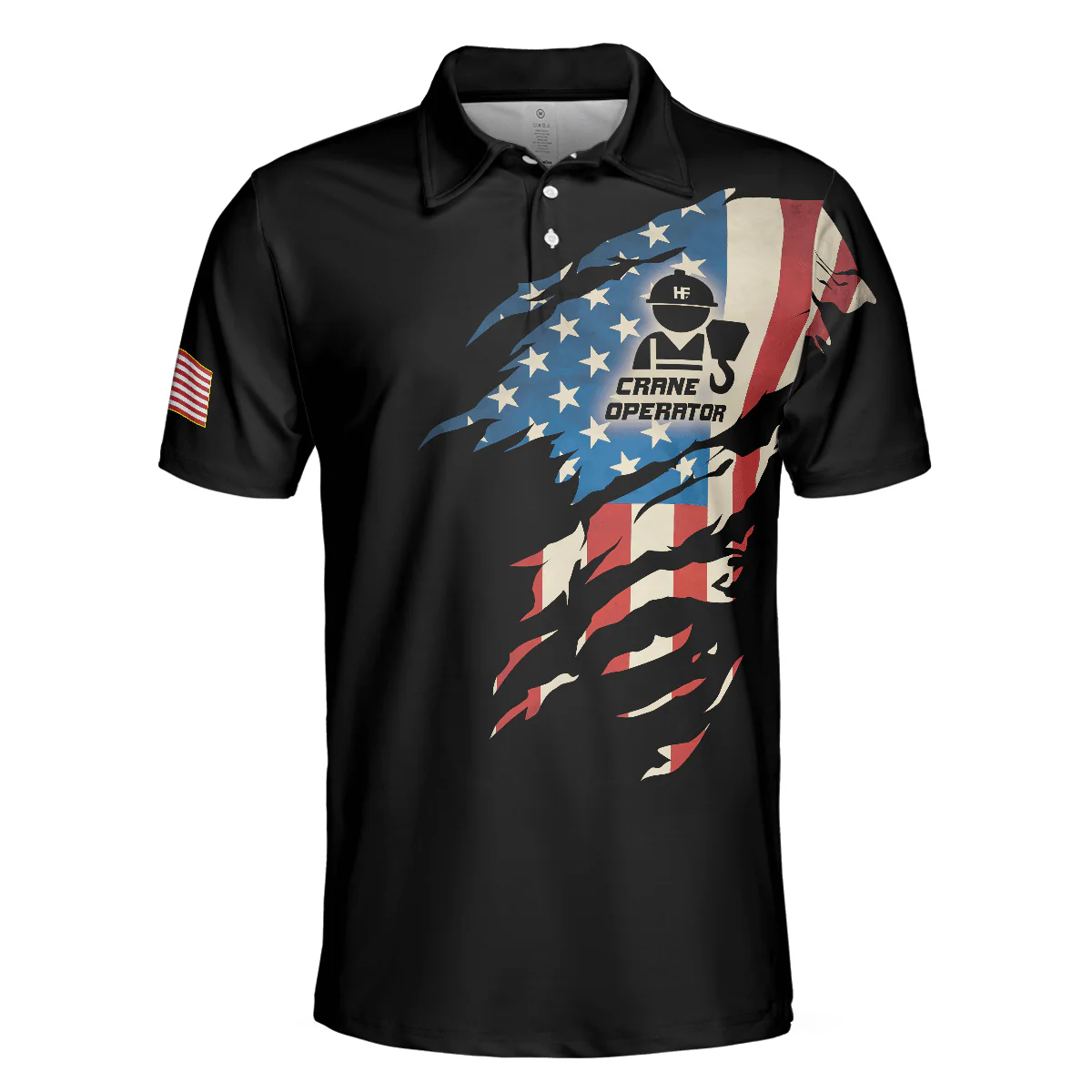 Crane Operator Polo Shirt, My Craft Allows Me To Move Anything Skull Polo Shirt, American Flag Crane Operator Shirt For Men - Image 4