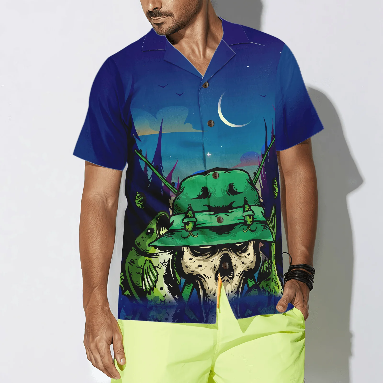 Creepy Skull Go Fishing Hawaiian Shirt, Colorful Summer Aloha Shirt For Men Women, Perfect Gift For Friend, Team, Family, Fishing Apparel For Fisher - Image 4