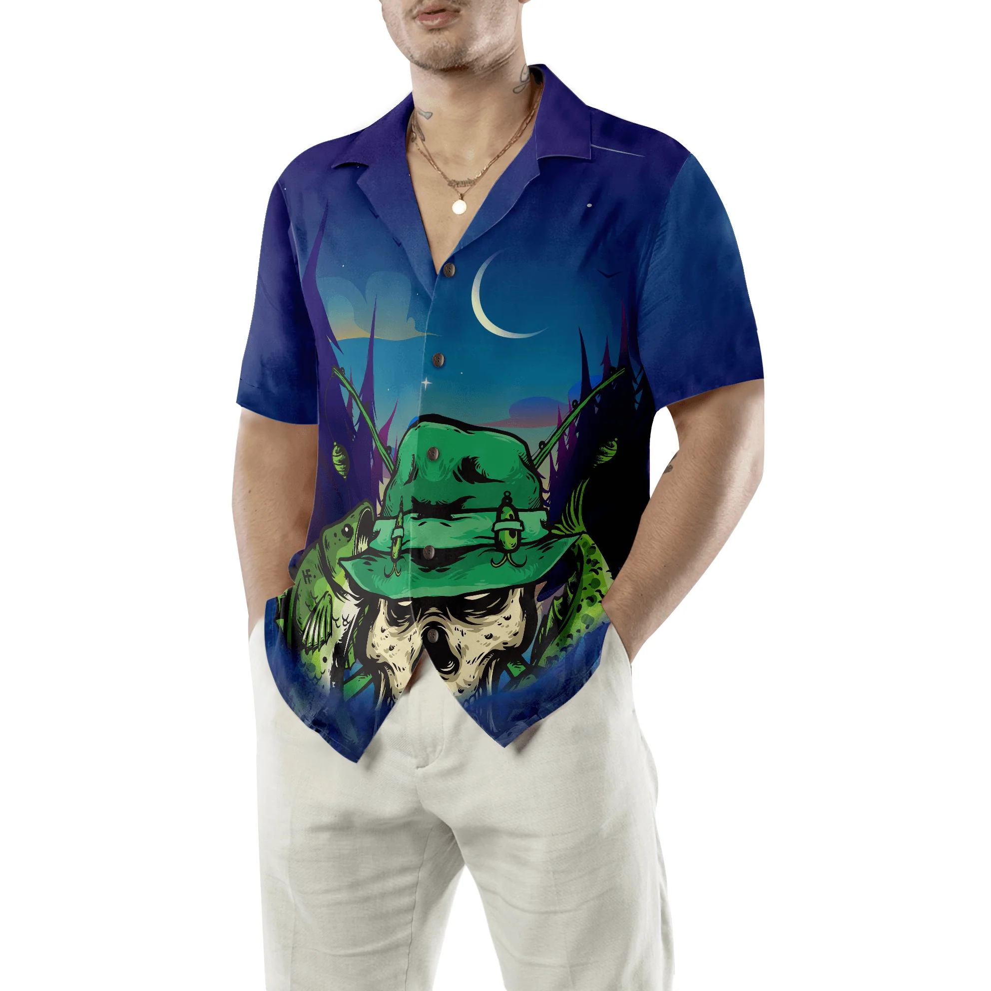 Creepy Skull Go Fishing Hawaiian Shirt, Colorful Summer Aloha Shirt For Men Women, Perfect Gift For Friend, Team, Family, Fishing Apparel For Fisher - Image 5