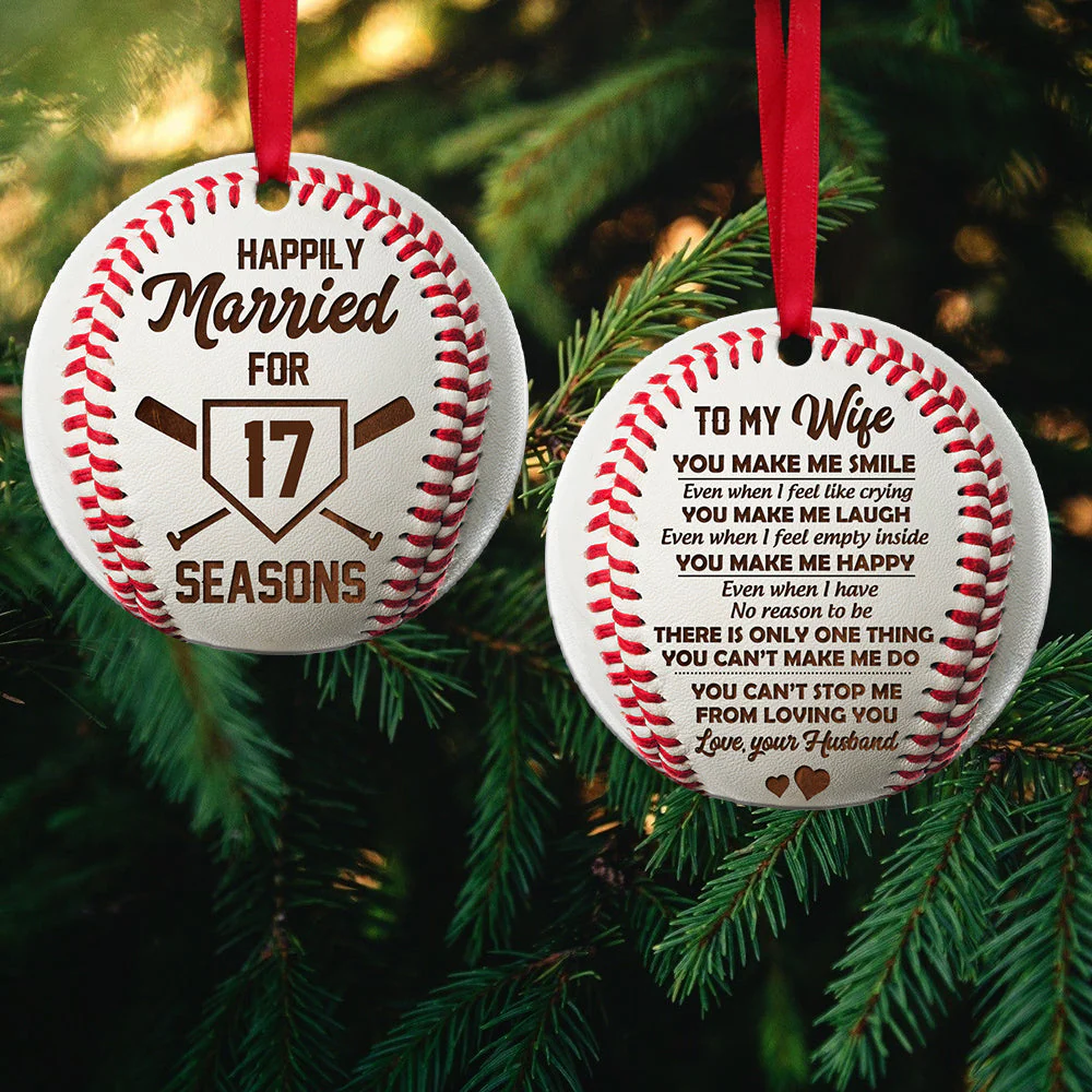 Custom Baseball Acrylic Ornament, Personalized Baseball Happily Married For Seasons Acrylic Ornament - Perfect Gift For Baseball Lover, Christmas, New Year - Image 3